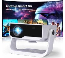 Smart projektors ar 4K atbalstu, Android 11, Full HD 1080P, 25000 lūmenu, WiFi 6 un BT 5.2, 120° regulējams statīvs, elektriskais fokuss, trapeces korekcija, mājas kinozāles projektors Switch/PS5 ierīcēm
