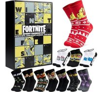 Get Trend Fortnite adventes kalendārs 2025 pusaudžiem un vīriešiem, 24 pāri, 39-42,5, ērtas un mīkstas, Ziemassvētku kalendārs, atskaites kalendārs, dāvana spēlētājiem (Black/Yellow Fortnite)