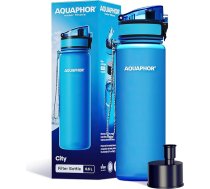 AQUAPHOR City Filter pudele 500 ml zila I Pudele ar ūdens filtru, kas paredzēta lietošanai ceļā I Filtrs ar aktivēto ogli I Filtrē hloru I Izgatavota no tritāna un nesatur BPA I Labākai ūdens garšai un aromātam