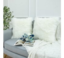 LIGICKY 2 mākslīgās kažokādas spilvenu pārvalku komplekts Plain Plush Soft Mākslīgā kažokāda Throw spilvenu pārvalks Dekoratīvs kvadrātveida spilvens Dekoratīvs spilvens dīvānam Guļamistaba Automašīna 40 x 40 cm White