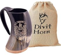 Divit autentisks vikingu rags | Arhaiskais alus krūzis | Royal Flair; Dzeriet no īsta vērša raga krūzes (Fenrir, pulēta) (Odger, pulēta)
