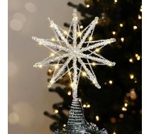 Luxspire Ziemassvētku eglītes papildinājums, izgaismota zvaigzne ar USB tālvadības pulti, 10" caurspīdīga metāla dekoratīvā lampiņa, mirdzoša Ziemassvētku zvaigzne vintage modernā stilā mājas svinībām, sudraba krāsā