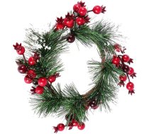 Healifty Ziemassvētku vainags Sveču gredzeni Holly Berry Sveču gredzens Mākslīgās sarkanās ogas Priežu adatas Vainags Ziemassvētku vainagu rotājumiem Ornaments Style 1