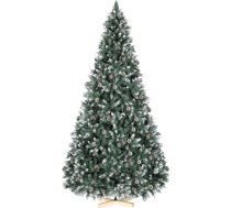 Nordmann Premium mākslīgā Ziemassvētku eglīte 270 cm ar sniega efektu, mākslīgā Ziemassvētku eglīte ar sniegu un 61 priežu čiekuriem un 2500 uzgaļiem, ātras salikšanas sistēma, komplektā ietilpst Ziemassvētku eglītes koka statīvs