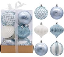 AN HUI MING Ziemassvētku bumbiņas Zils Balts 12 Ziemassvētku eglīšu bumbiņu komplekts, Ziemassvētku eglīšu plastmasas bumbiņas, Ziemassvētku eglīšu rotājumi svinībām, kāzām, Ziemassvētku dāvanām, Ziemassvētku bumbiņas, zila, 12