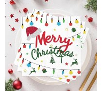 Wentsent Ziemassvētku salvetes Ziemassvētku rotājumi 3 kārtu baltas Merry Christmas salvetes Vienreizlietojamās salvetes galda rotājumi svētku ballīšu piederumiem 100 gab. iepakojumā