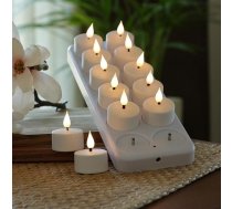 MARELIDA LED tējas lampas 12 uzlādējamu LED tējas lampu komplekts ar uzlādes staciju un USB kabeli D: 4 cm mirgojošas - baltas (12 gabali)