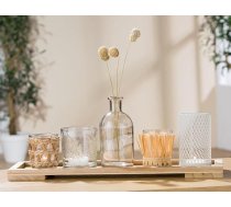 GILDE 6 gab. dāvanu komplekts Dabisks - dekoratīvs stikla tējas gaismas turētājs ar paplāti Maza vāze Kaltēti ziedi ar koka paplāti 13 x 40 cm Galda dekorēšana Dzīvojamā istaba Moderns