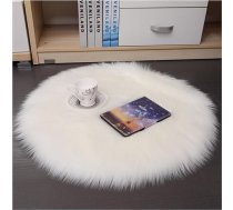 Hrlace Jēra ādas aitādas paklājs apaļš mākslīgās kažokādas paklājs Mazgājams mīksts kažokādas paklājs Pūkains krēsla spilvens Imitācija vilnas gultas paklājs Dīvāna paklājs mājas dekorēšanai Balts 100 x 100 cm
