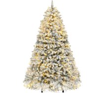 YITAHOME 230 cm mākslīgā Ziemassvētku eglīte ar sniegu un 550 silti baltām LED lampiņām, 1346 galotnēm, reālistiska priede ar vieglu saliekamo un metāla statīvu, ātra montāža mājai