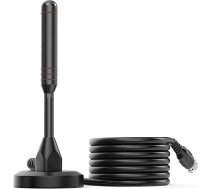 DVB-T/DVB-T2 antena DTA240 - spēcīgāka stieņa antena digitālajai TV / DVB-T2 uztvērēja kartei / Alumīnija cieta serde maksimālai signāla kvalitātei - ar magnētisko pamatni, 2 m kabelis, iekštelpu antena