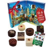 Hallingers Genuss Manufaktur Šokolādes adventes kalendārs bez alkohola - 24 ar rokām gatavoti augstākās kvalitātes šokolādes konfektes no smalka kakao - saldumi dāvana ģimenei, bērniem, pieaugušajiem - Ziemassvētku kalendārs 2025