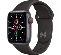 Apple Watch SE 2020 (GPS + mobilais, 40 mm) Alumīnija korpuss, kosmosa pelēks ar melnu sporta siksniņu (Atjaunots)