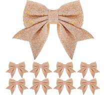 Ziemassvētku eglīšu loki Glitter Pink Gold 6 collu platas rozā zelta loki Ziemassvētku eglīšu rotājumiem Dāvanu iesaiņošana Ornaments Ziemassvētku vainags Vainags Virtene Amatniecības rotājumi Dekorācijas