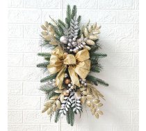 Ziemassvētku vainags Kāpņu forma Teardrop kāpņu vītne Vītņu vītne Karājas durvis Mākslīgais vainags Ziemassvētku rotājums Windom Home Decor A-Gold 24x12 collu