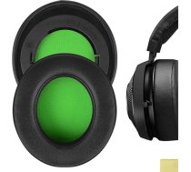 Geekria QuickFit Protein Leather rezerves ausu spilventiņi Razer Kraken Pro V2, 7.1 V2, 7.1 Chroma V2, Kraken Pro V2 Pewdiepie/Stormtrooper Edition austiņām, austiņas (melnas/zaļas)