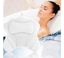 Vannas spilvens - vannas spilvens kā kakla un kakla spilvens vannai ar 4D gaisa sieta tehnoloģiju un piesūcekņiem, ideāli piemērots mājas spa - atbalsta galvu, plecu daļu un muguru vannā (balts)