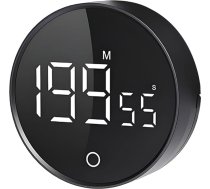 QUMOX F5 Digitālais virtuves taimeris ar atpakaļskaitītāju un hronometru - LED displejs, regulējams skaļums, magnētiskā pamatne, rotācijas poga, darbojas ar bateriju - ideāli piemērots virtuvei, darbam un mācībām - melns