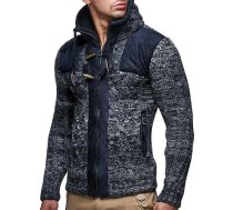 Leif Nelson Vīriešu trikotāžas jaka ar kapuci - Slim-Fit, Chunky Knit, Black, Modern, Vīriešu jaka ar kapuci - Ziemas jaka ar garām piedurknēm - LN20525