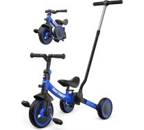 besrey 7 in 1 tricikls maziem bērniem ar stūres rokturi 1-5 gadiem, salokāms līdzsvara velosipēds, mazo bērnu velosipēds ar riteņu sajūgu, lielākiem riteņiem, noņemamiem pedāļiem, regulējama augstuma sēdvieta (tumši zils)