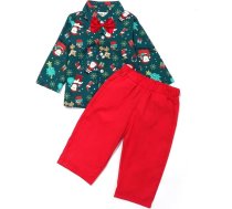 Bērnu zēni Xmas apģērbu komplekts toddler Xmas garām piedurknēm džentlmenis krekls topi cietās bikses bikses Ziemassvētku apģērbs komplekts 2 gabali apģērbu bērniem gudrs rudens Ziemassvētku apģērbs A-195