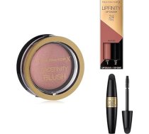 Max Factor HQ Chic Look - Facefinity Multitonales pūdera sārtums 5 Lovely Pink + Lipfinity lūpu krāsa Iced 160 + skropstu tuša False Lash Effect Black