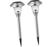 POPETPOP Pack of 2 Saules enerģijas ainavu lampas Saules lampas grīdas lampas āra lampas Saules lampa Saules dārza lampas Āra LED lampas Piekarināmās spuldzes sudraba krāsā