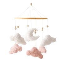 Mobilais bērnu gultiņa Wind Chime gultas zvans 3D mākoņu mēness karājas mobilo bērnu gulta piekaramais mobils bērniem gultas maiņas galda dekori bērnu istaba meitenes zēni (rozā)