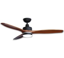 Notos griestu ventilators ar LED apgaismojumu, ļoti kluss griestu ventilators ar tālvadības pulti un reverso darbību, ventilatora diametrs 132 cm, krāsa: melna/tumšā koka