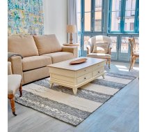 Jarapa Home - Dzīvojamās istabas paklājs, viesistabas paklājs, Boho paklājs - Spānijā ar rokām darināts paklājs no pārstrādātas kokvilnas, mazgājams paklājs (Brown-Ecru, 200 x 300 cm)