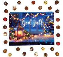 Hallingers God Jul Adventes kalendārs Šokolādes dāvanas, kas izgatavotas ar rokām bez alkohola no smalkas kakao šokolādes medniekiem (kaste) - Mātes dienas dāvana un dāvanu idejas Tēva dienai | Apsveicam Hanukkah