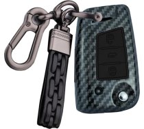 ontto Auto atslēgu futrālis piemērots VW Golf 7 MK7 Polo T-ROC Seat Ibiza Leon FR Altea Skoda Octavia tālvadības pults vāciņš ABS atslēgu futrālis Atslēgu futrālis Atslēgu futrālis aizsargājošs oglekļa šķiedras melns B, oglekļa šķied