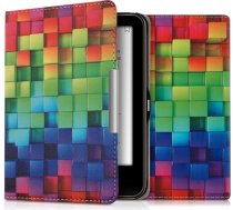 kwmobile Korpuss Tolino Vision 1/2 / 3/4 HD - Grāmatas stila PU ādas aizsargvāciņš e-lasītāja vāciņam Folio - daudzkrāsains/zaļš/zils
