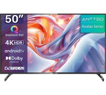 Antteq Koalas Series Q50 4K 50 collu Smart TV HDR QLED Android televizors 127 cm (DVB-T/T2/C) ar App Store (vairāk nekā 10 000 aplikāciju), Bluetooth 5.0, Voice Assistant, WiFi 2,4 GHz/5 GHz