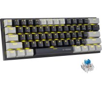 E-Yooso Z11 61 taustiņš ar ziliem slēdžiem, mehāniskā spēļu tastatūra, ASV izkārtojums, 60% mehāniskā tastatūra, vadu ar LED apgaismojumu, īpaši kompakta 60% datora tastatūra (melni pelēka)