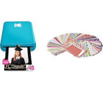 KODAK Step Instant Photo Printer ar Bluetooth/NFC un cinku Krāsains, jautrs un dekoratīvs fotorāmis ar uzlīmes 2x3 fotopapīra projektiem - 100 gab. iepakojumā