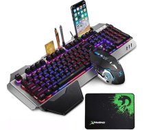 LexonElec spēļu tastatūras un peles komplekts K618 Wired RGB LED fona apgaismojums 104 taustiņi Atpūta plaukstas locītavām USB spēļu tastatūra Metāla + 2400 DPI optiskā 6 pogas PC spēļu pele + peles paliktnis
