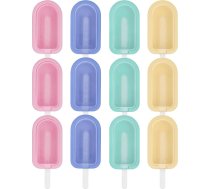 12 silikona ledus veidņu iepakojums, atkārtoti lietojamas ledus veidnes, BPA nesatur, rozā, zaļas, zilas, zilas, dzeltenas, DIY popsicle veidnes ar vāku, saldējuma veidnes, atkārtoti lietojamas