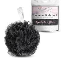 Seraphic Skincare Premium Body Pouf Loofah - 100 g dušas pufs maigam ķermeņa pīlingam un attīrīšanai - augstākās kvalitātes ķermeņa pīlinga skrubis zīdaini gludai un mirdzošai ādai (melns)