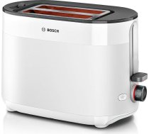 Bosch MyMoment TAT2M121 kompakts grauzdētājs ar integrētu maizes piederumu, ar atkausēšanas funkciju, automātisko izslēgšanos, pacelšanas funkciju, maizes centrēšanu, ideāli piemērots 2 šķēlītēm, 800 W, matēti balts
