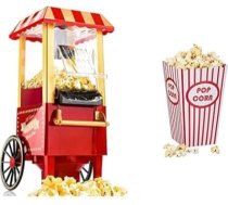 Gadgy Popcorn Machine Retro Popcorn Maker & Relaxdays, sarkani/balti popkorna maisiņi, 48 gabali, svītraini, ASV retro stils, kino, filmu vakara aksesuāri, bērnu dzimšanas dienas, kartona, komplekts ar 48 gabaliem