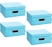 Storanda Komplekts no 4 MIA uzglabāšanas kastes pusaugstuma ar vāku plauktu grozs plaukts plauktu kaste kubu plaukts Kallax uzglabāšanai guļamistaba, vannas istaba, birojs ievietot atvilktņu dalītāju 28 x 28 x 14 cm tirkīza krāsā