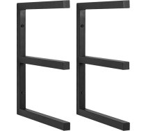 AKOZLIN Koka plauktu vienība 3 līmeņu sienas koka caurules Salokāms koka organizators Lietderības plaukts Heavy Duty metāla plaukts iekštelpām ārā Black
