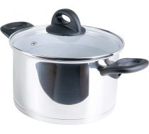 Genius Cerafit tērauda katls 20 cm + stikla vāks - nerūsējošā tērauda katls ar 3,5 l tilpumu | Makaronu katls visām plītīm un indukcijai | Sviestveida pamatne ar alumīnija serdi