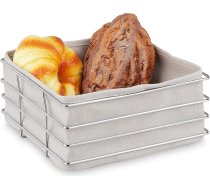 Relaxdays Maizes grozs Metāla ar auduma ieliktni Modern Bread Basket Brokastu grozs Nerūsējošais tērauds Augstums 10,5 x 23 x 23 cm Pelēks
