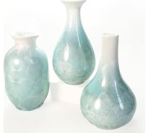 Artisoul® Keramikas vāzes dekorēšanai, 3 mazo vāžu komplekts, puķu vāzes, dekoratīvās vāzes galda dekorēšanai, plauktu dekorēšanai, mazs pušķis, zaļš augs, minimālisma dekors, moderns mājas dekors