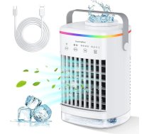 Joomouney Portatīvais gaisa dzesētājs, 3-in-1 mini gaisa kondicionieris ar 4 vēja ātrumiem un 7 krāsu gaismām, 700 ml ūdens tvertni un 2-8H taimeri, personīgais iztvaikošanas gaisa dzesētājs ventilators mājai, birojam