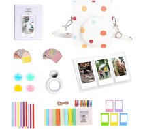 Aisnyho 10 in 1 tūlītējās fotokameras piederumu komplekts Fujifilm Instax Mini 12 ar kameras futrālīti, fotoalbumu, rāmi, sienas stiprinājumu, krāsu filtru, selfiju objektīvu, trīskāršu galda rāmi, krāsainiem punktiem, krāsains