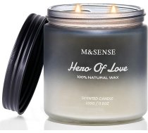 M&SENSE Mīlestības varonis Vanilla Musk aromātiskās sveces vīriešiem 2 daktu sojas vaska svece 330 g 70 stundu ilgs kalpošanas laiks Vīriešu sveces dāvanas vīriešiem Ziemassvētki MSDDEU0702 GrapeBerry
