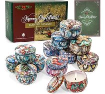 Aromatizētas sveces Ziemassvētku dāvana, 12 dabīgā sojas vaska aromterapijas sveces, 240 stundu degšanas laiks, dāvana sievietēm, stresa mazināšanai un ķermeņa relaksācijai sievietēm